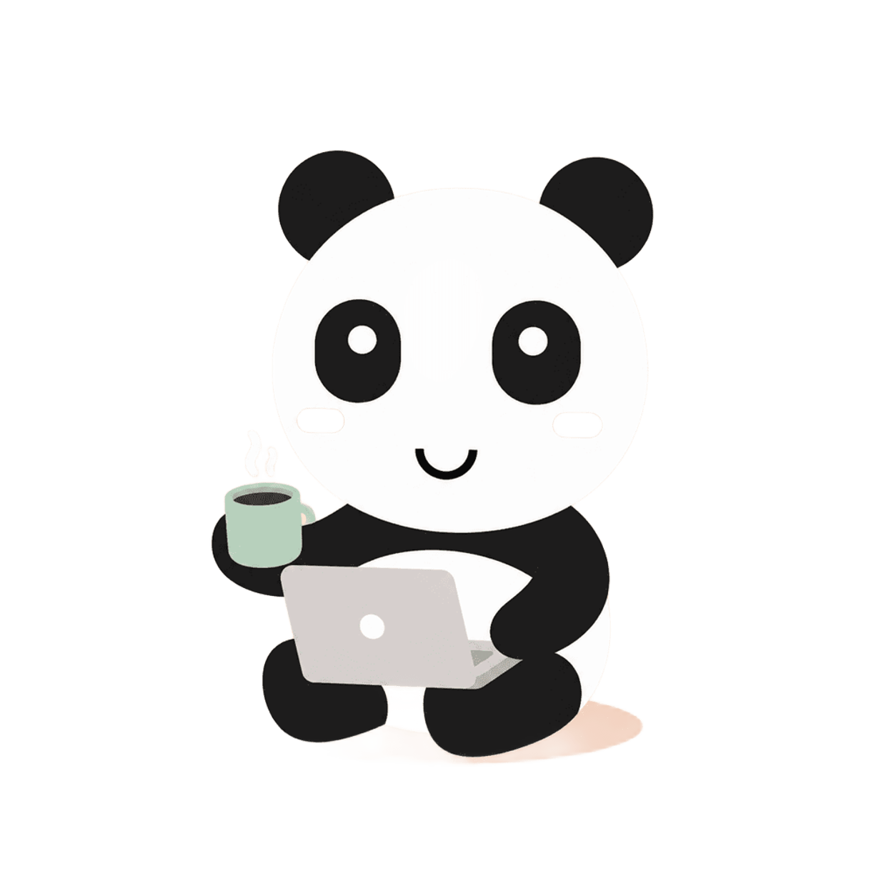 Qiao mascot using a laptop