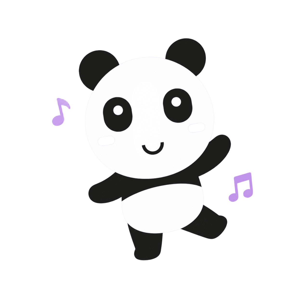Qiao companion dancing with music notes on a green background